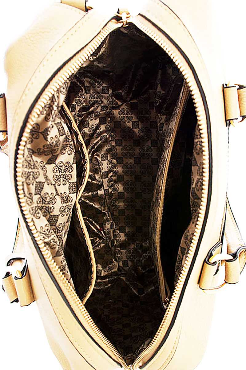 Designer Fashion Emblem Boston Bag With Long Strap