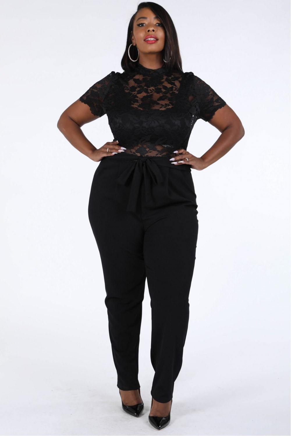 Lace Contrast Jumpsuit