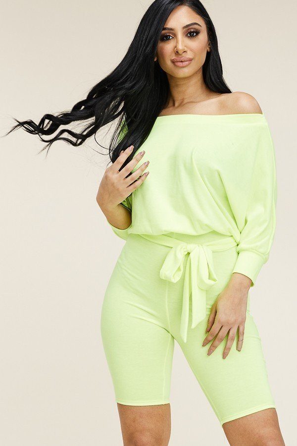 Slouchy Solid French Terry 3/4 Sleeve Romper