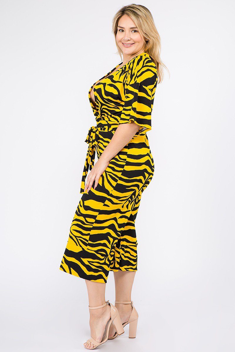 Multi Color Zebra Print Short Sleeve Jumpsuit