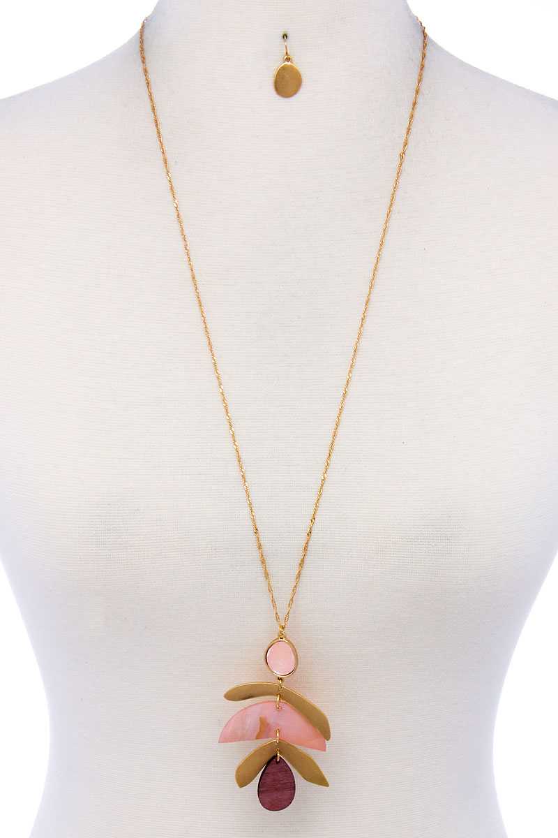 Modern Stylish Drop Pendant Necklace And Earring Set
