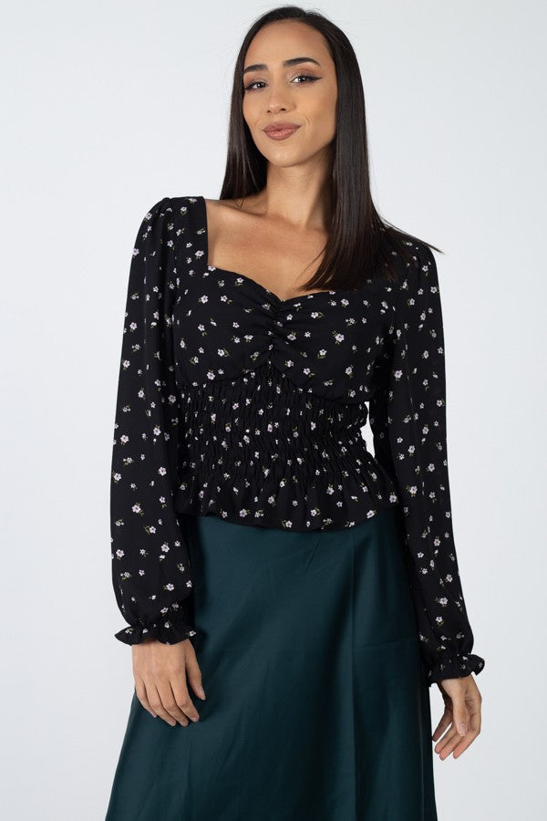 Floral Sweetheart Ruffle Top