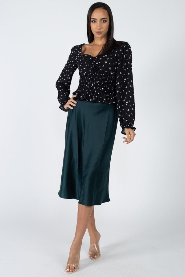Floral Sweetheart Ruffle Top