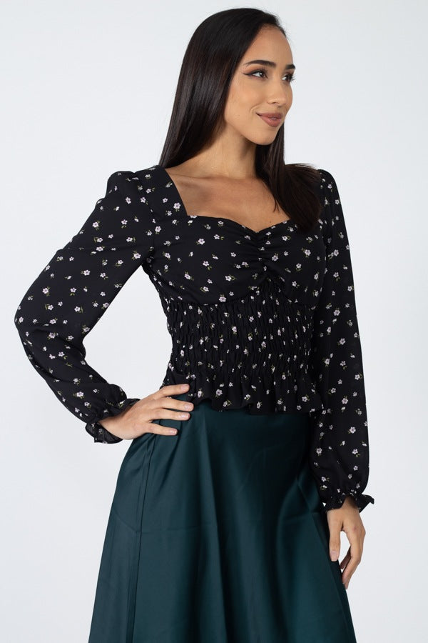 Floral Sweetheart Ruffle Top