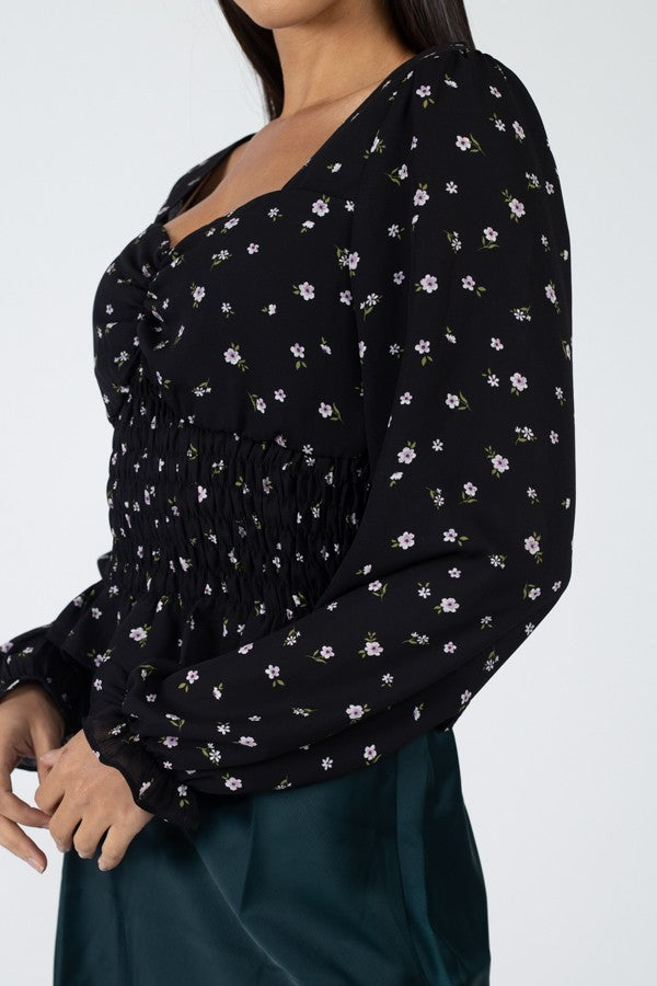 Floral Sweetheart Ruffle Top