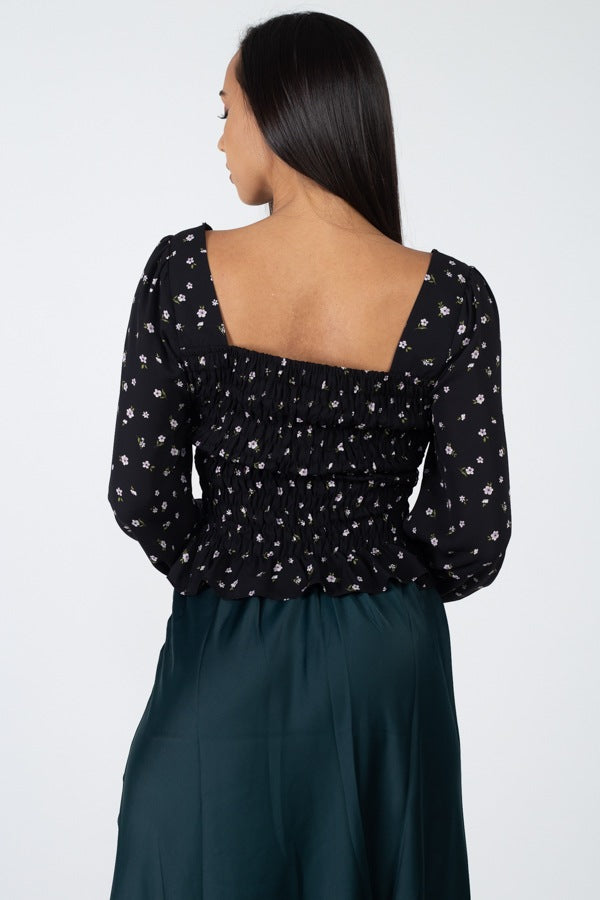 Floral Sweetheart Ruffle Top