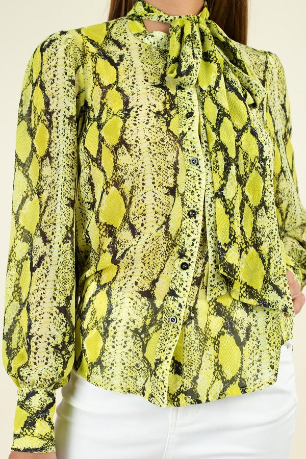 Snake Skin Tie Neck Top