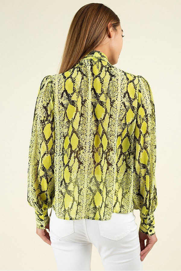 Snake Skin Tie Neck Top