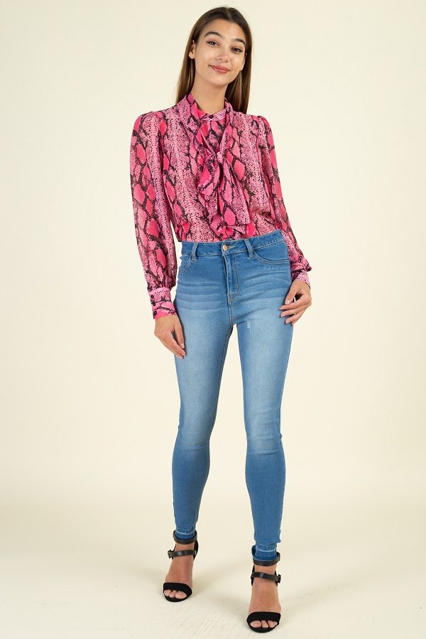 Snake Skin Tie Neck Top