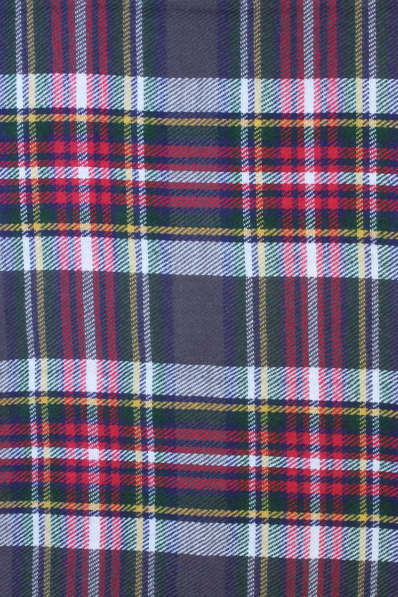 Plaid Fringe Trim Infinity Scarf