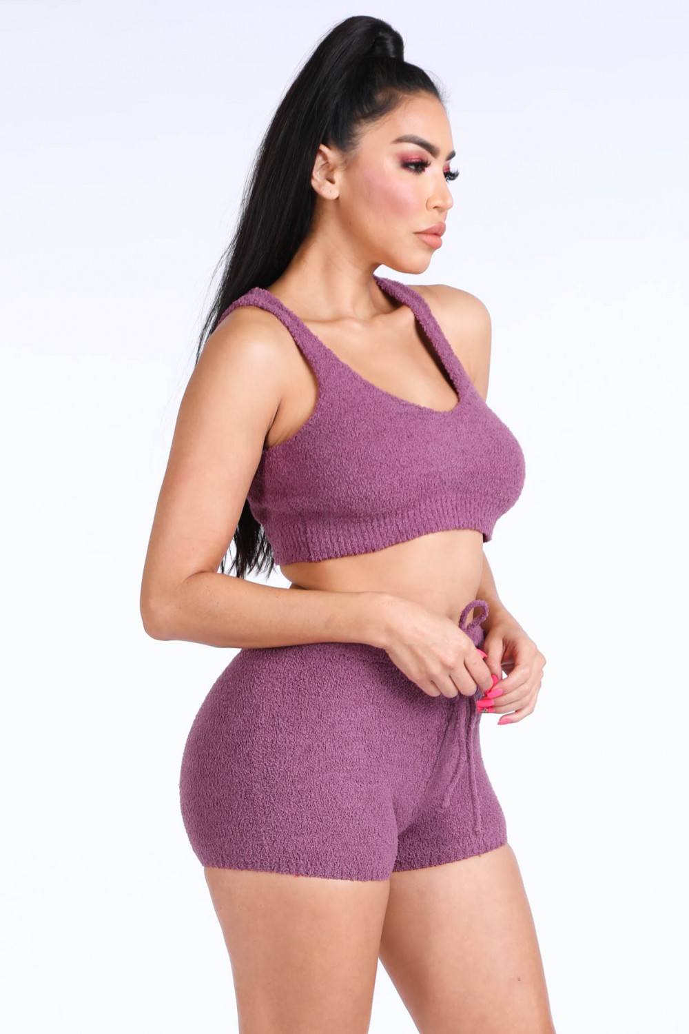 Textured Knitted Tank Top Short Set