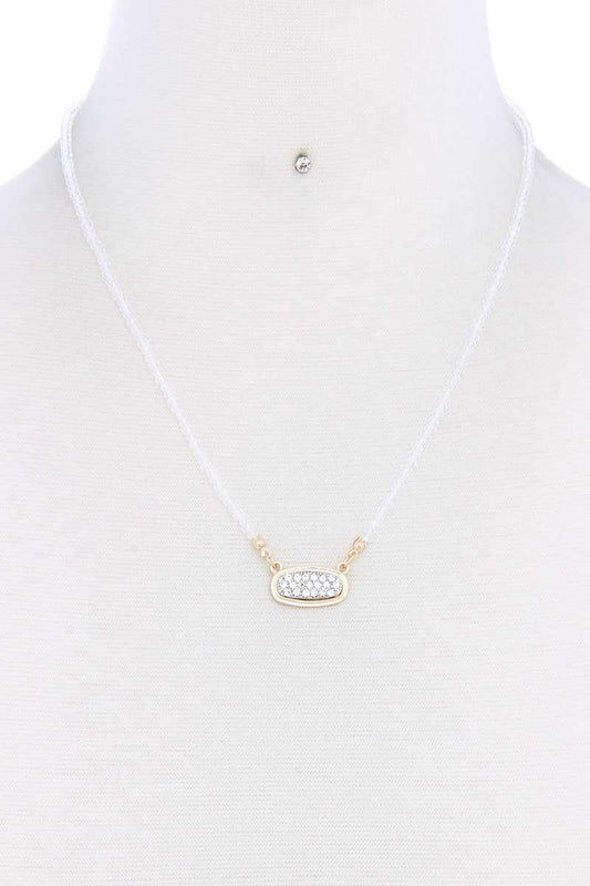 Fashion Beaded Oval Pendant Necklace And Earring Set
