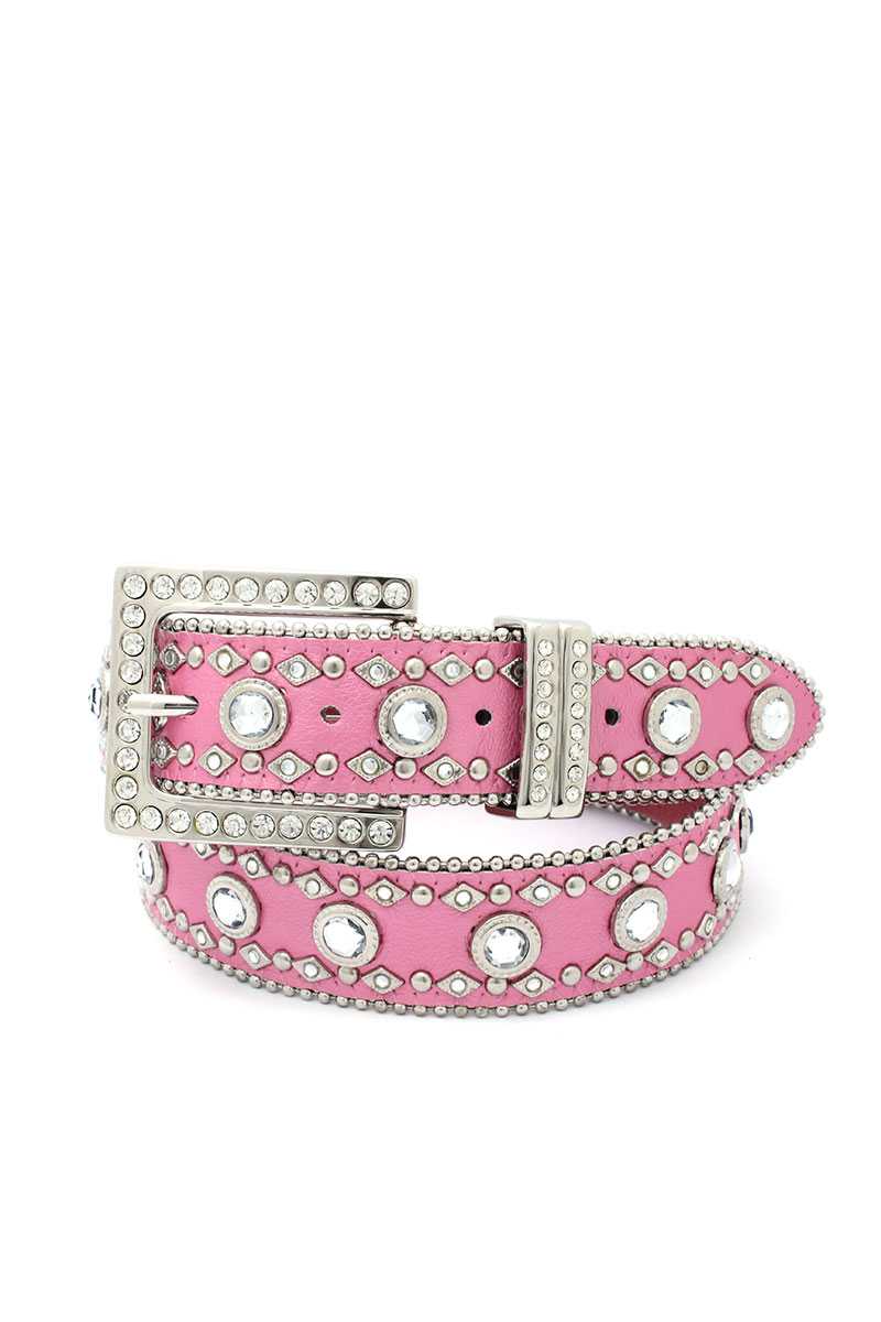 Square Buckle Rhinestone Belt
