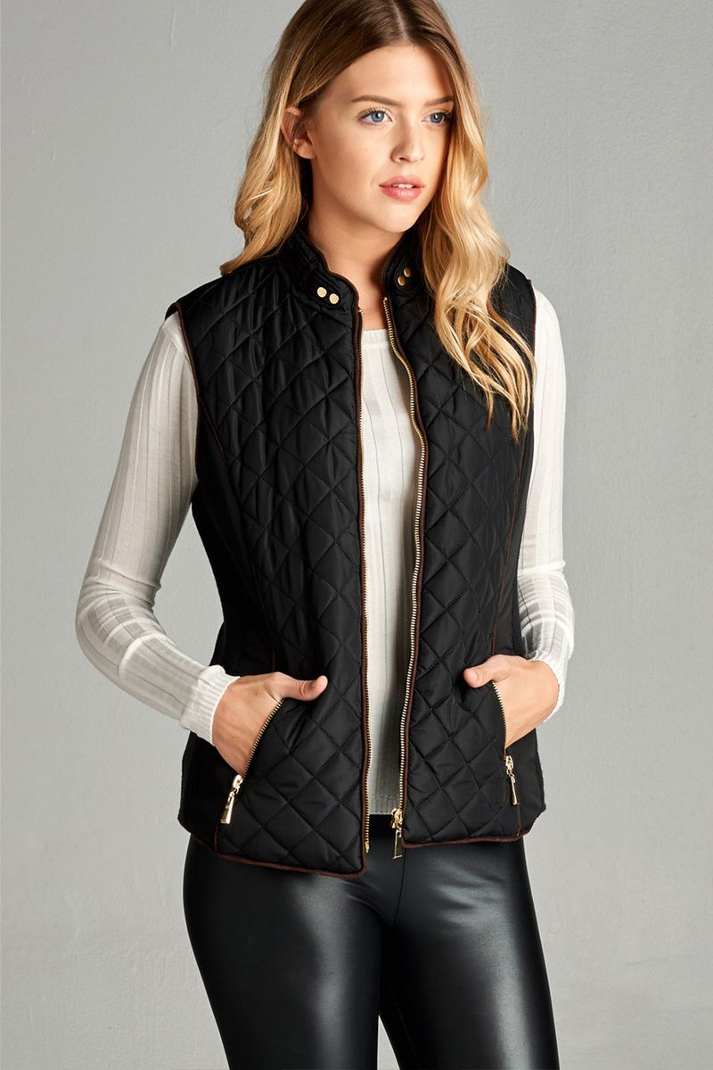 Faux Shearling Lined Quilted Padding Vest