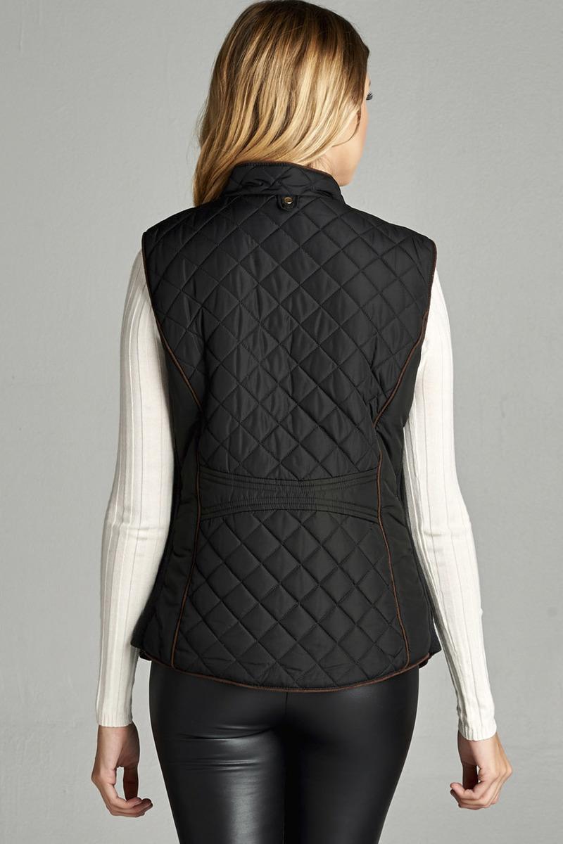 Faux Shearling Lined Quilted Padding Vest