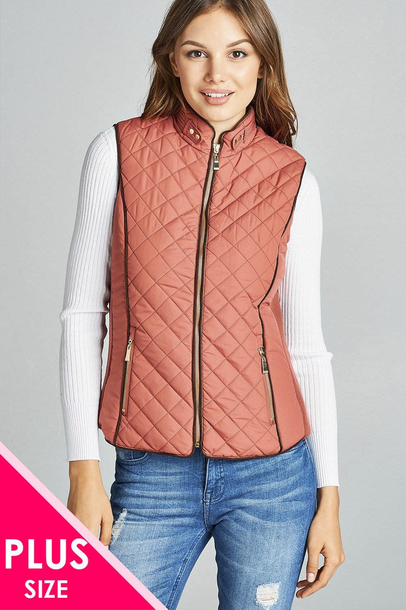 Faux Shearling Lined Quilted Padding Vest
