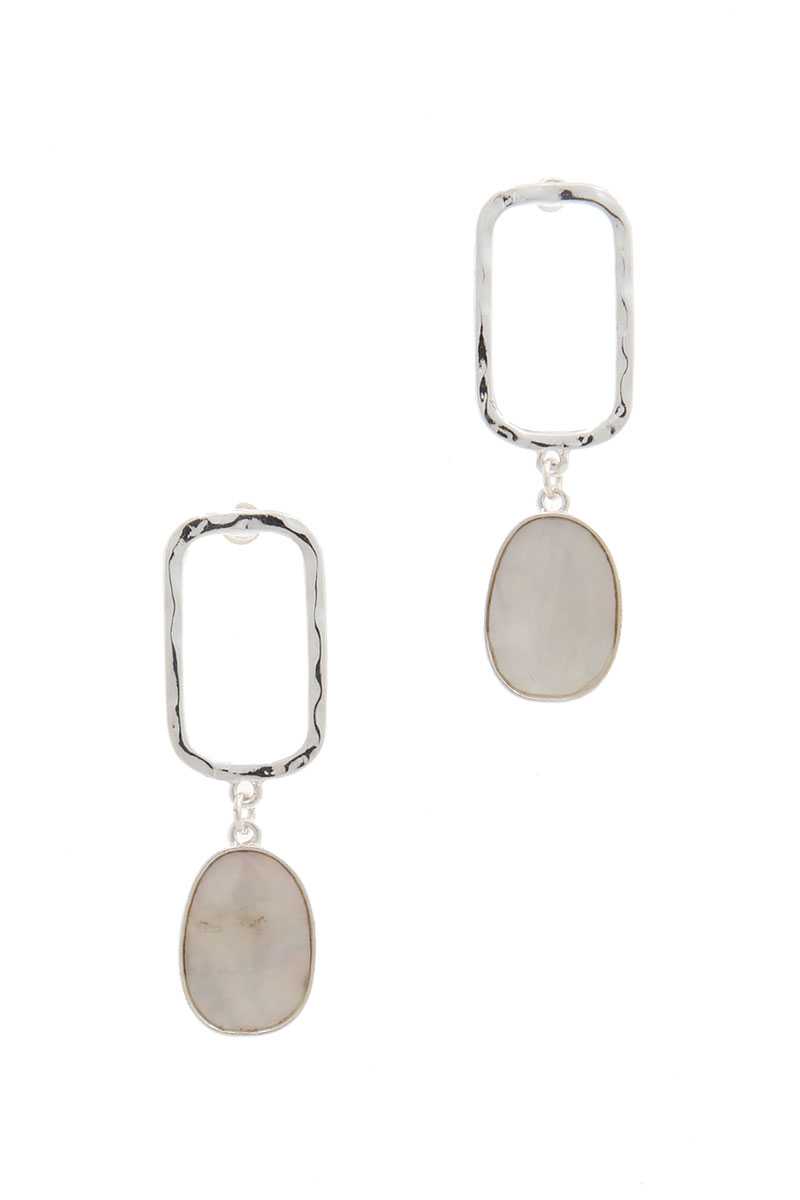 Hammered Rectangular Shape Drop Earring