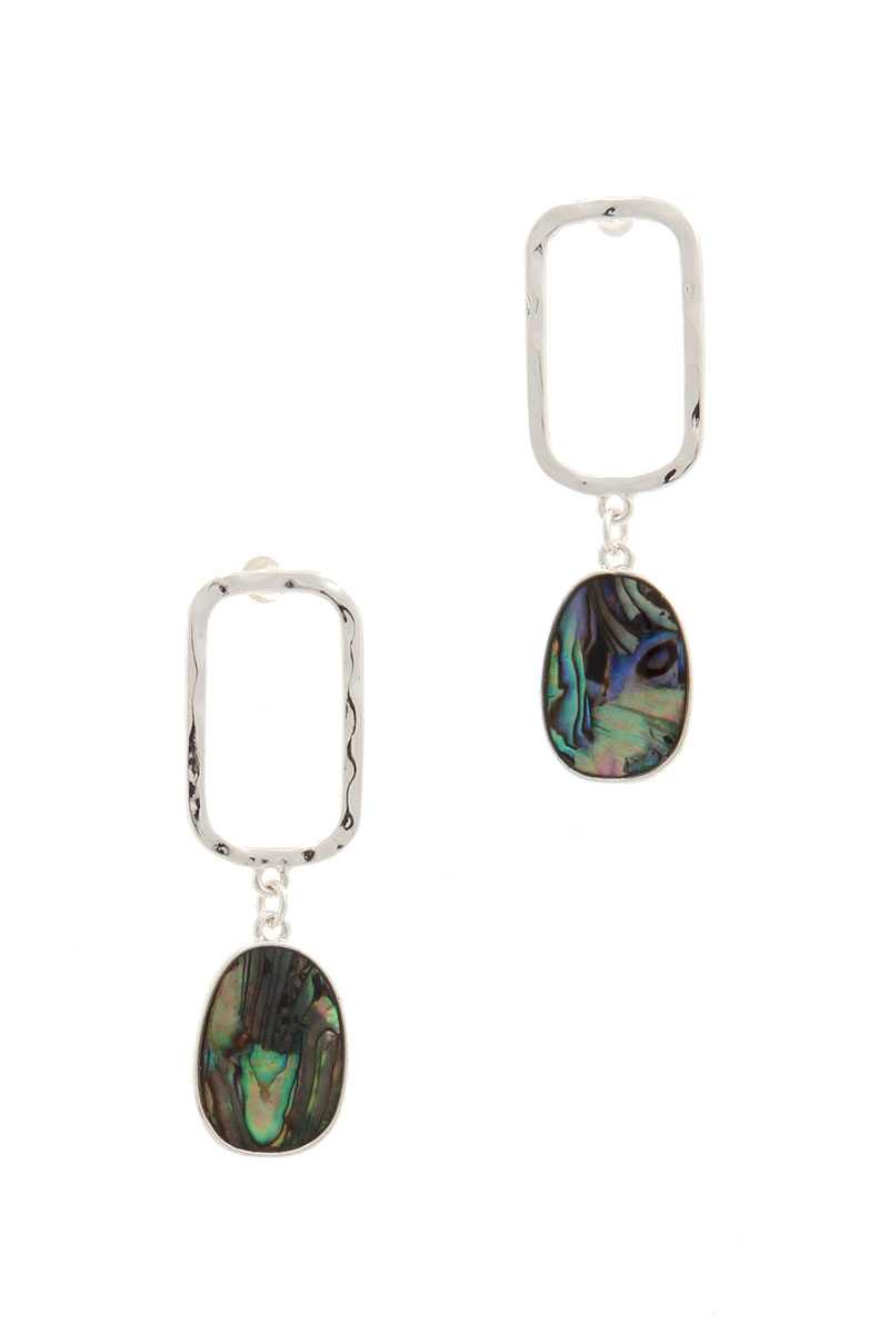 Hammered Rectangular Shape Drop Earring