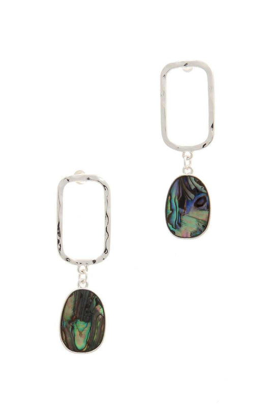 Hammered Rectangular Shape Drop Earring