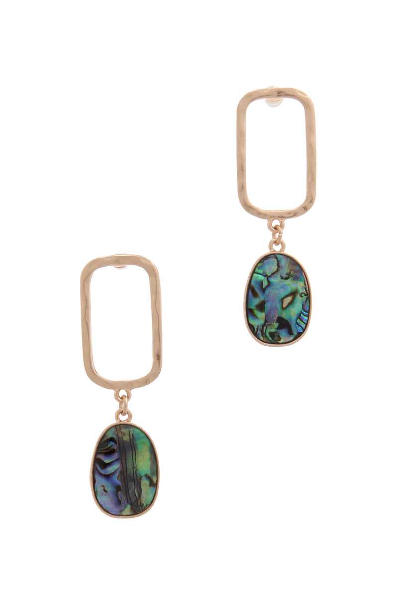 Hammered Rectangular Shape Drop Earring