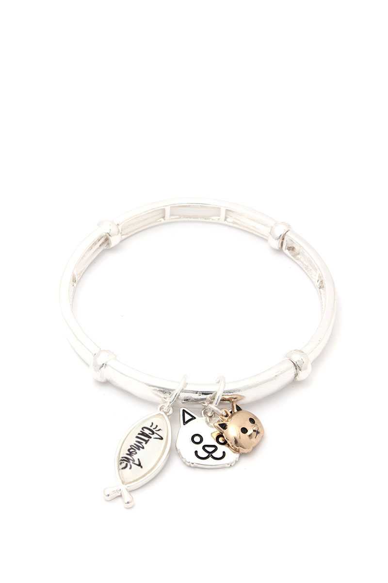 Cat Charm Stretch Bracelet