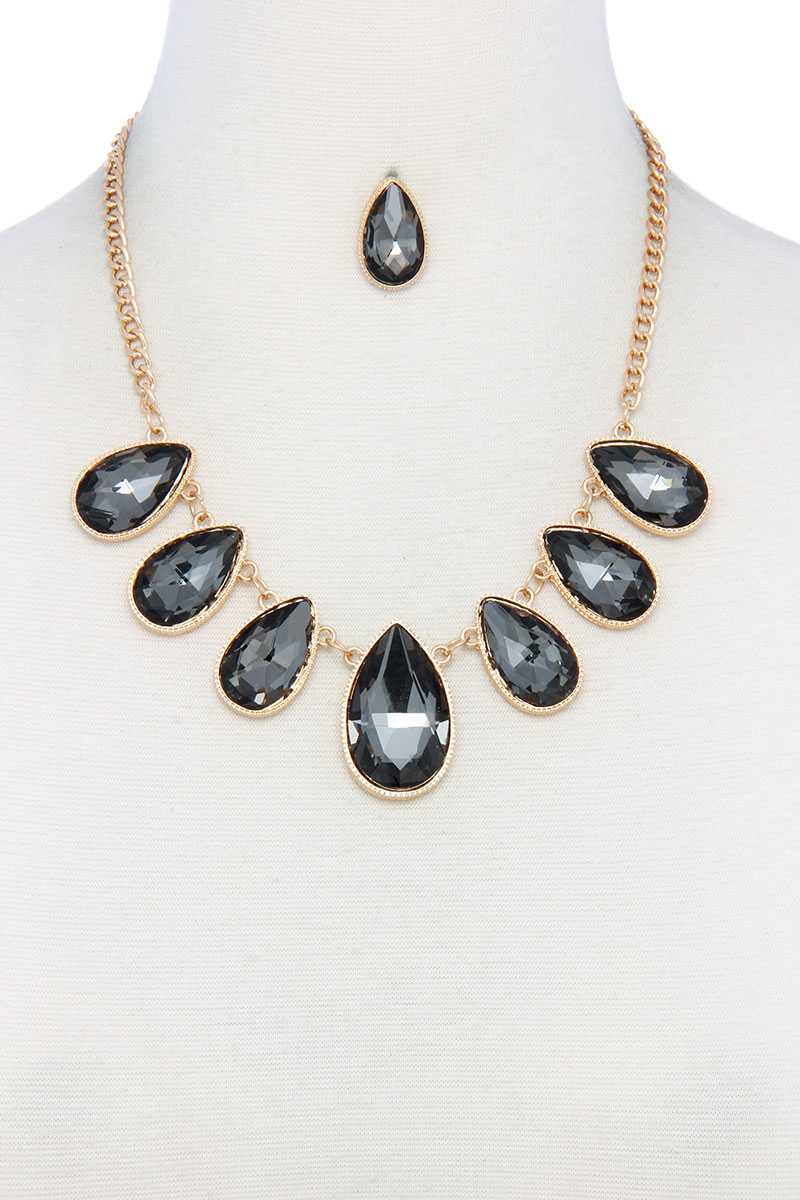 Teardrop Shape Rhinestone Necklace