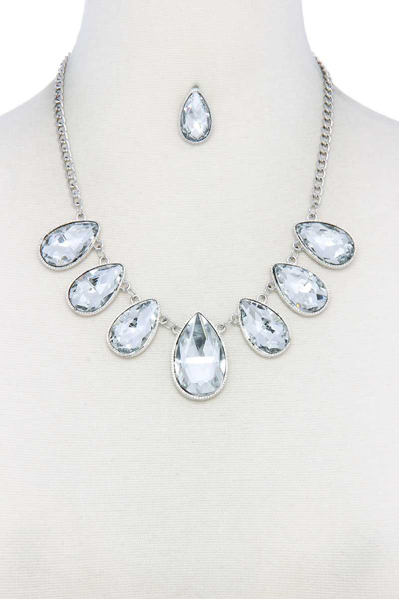 Teardrop Shape Rhinestone Necklace