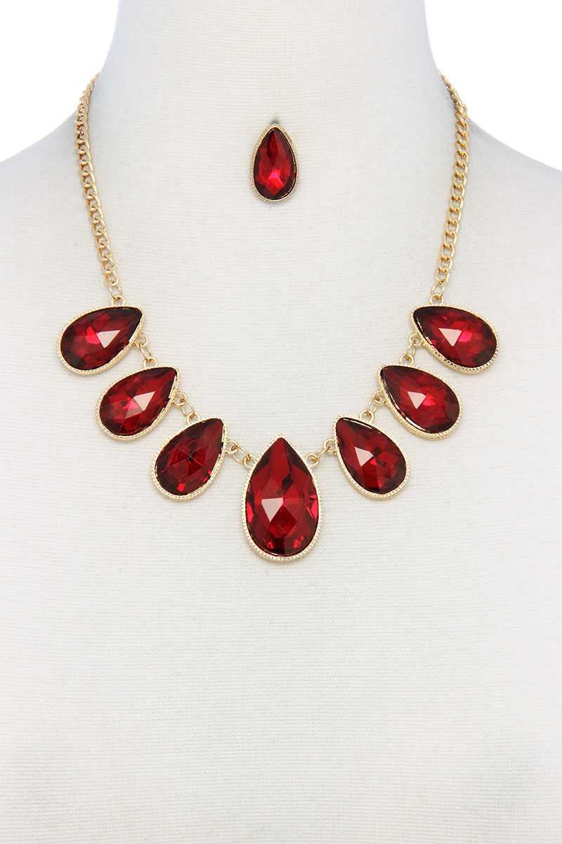 Teardrop Shape Rhinestone Necklace