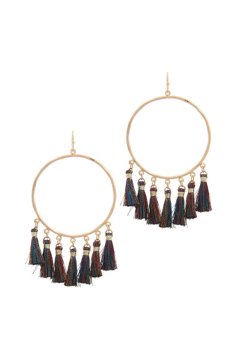 Two Tone Tassel Circle Drop Earring