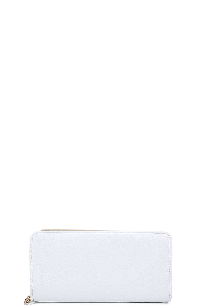 Fashion Solid Color Double Side Long Wallet With Hand Strap
