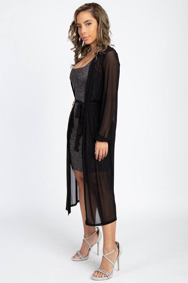 Sheer Mesh Open Front Cardigan