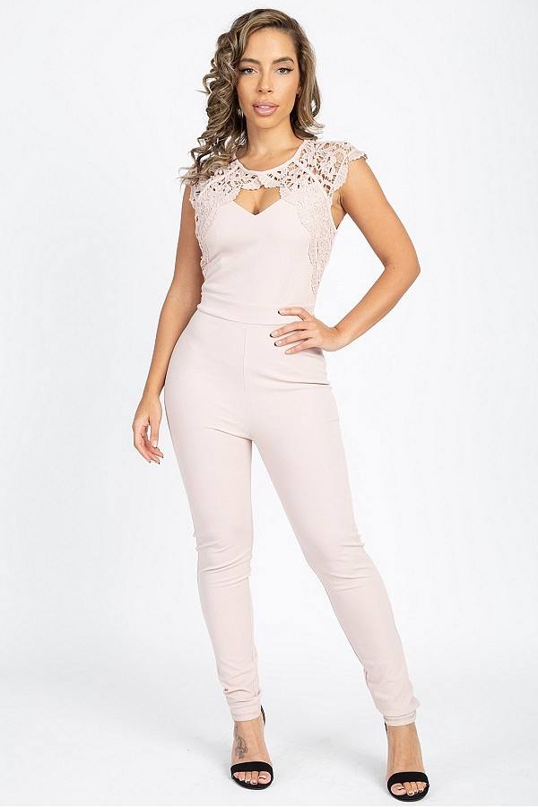 Crochet Lace Cutout Jumpsuit