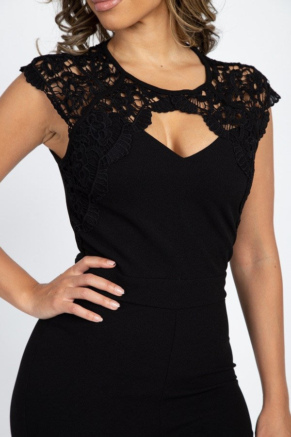 Crochet Lace Cutout Jumpsuit