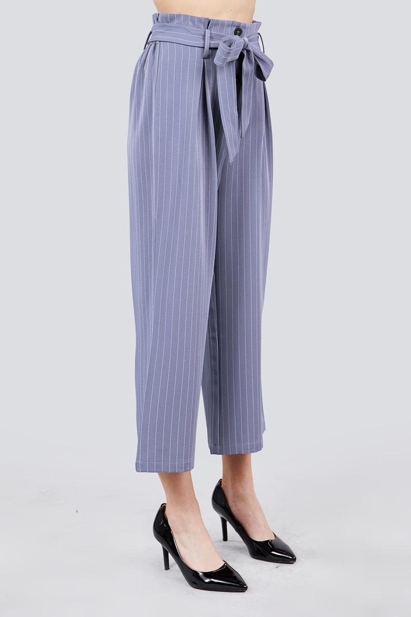 Button Down Paperbag Cullote Stripe Pants