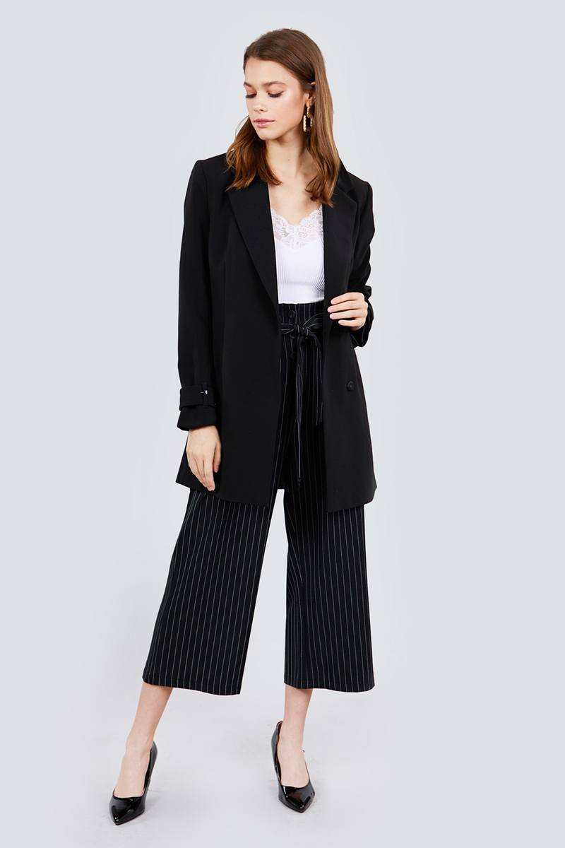 Button Down Paperbag Cullote Stripe Pants