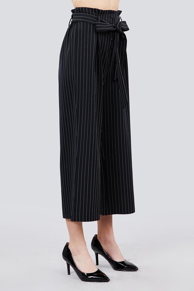 Button Down Paperbag Cullote Stripe Pants