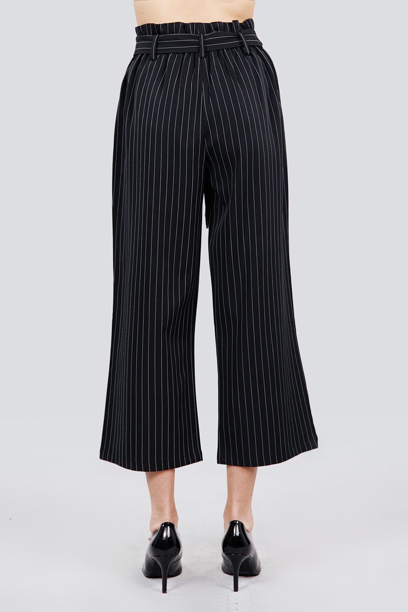 Button Down Paperbag Cullote Stripe Pants