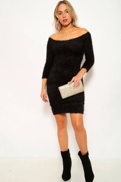 A Fun Fuzzy Knit Wrap Mini Dress