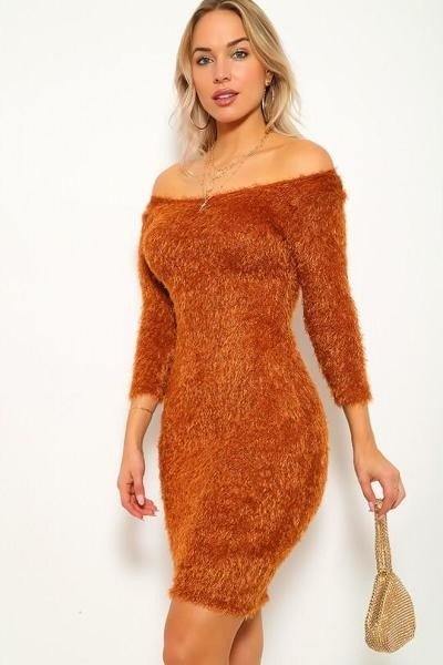 A Fun Fuzzy Knit Wrap Mini Dress