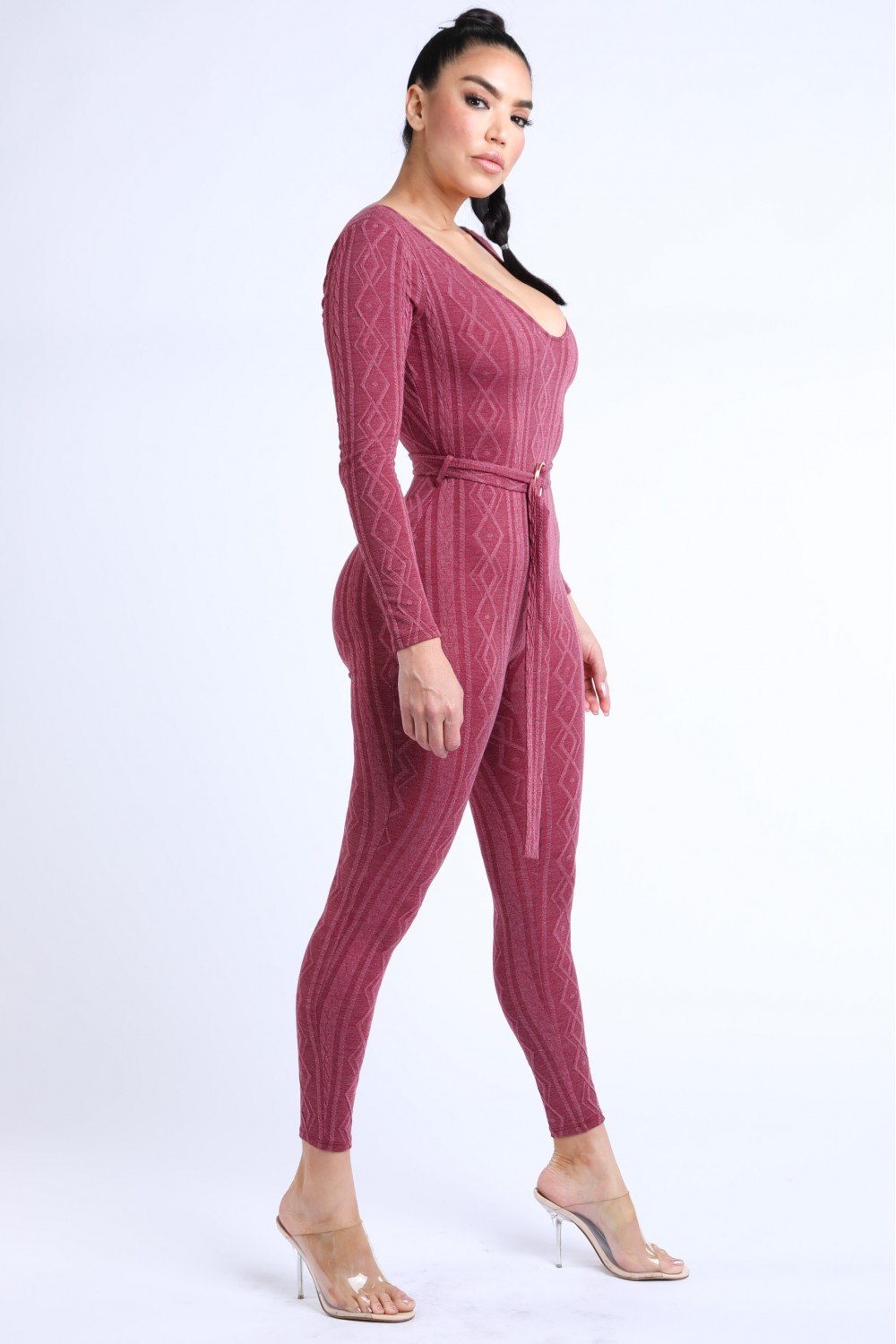 Cable Knit Shaped Jersey Jumpsuit