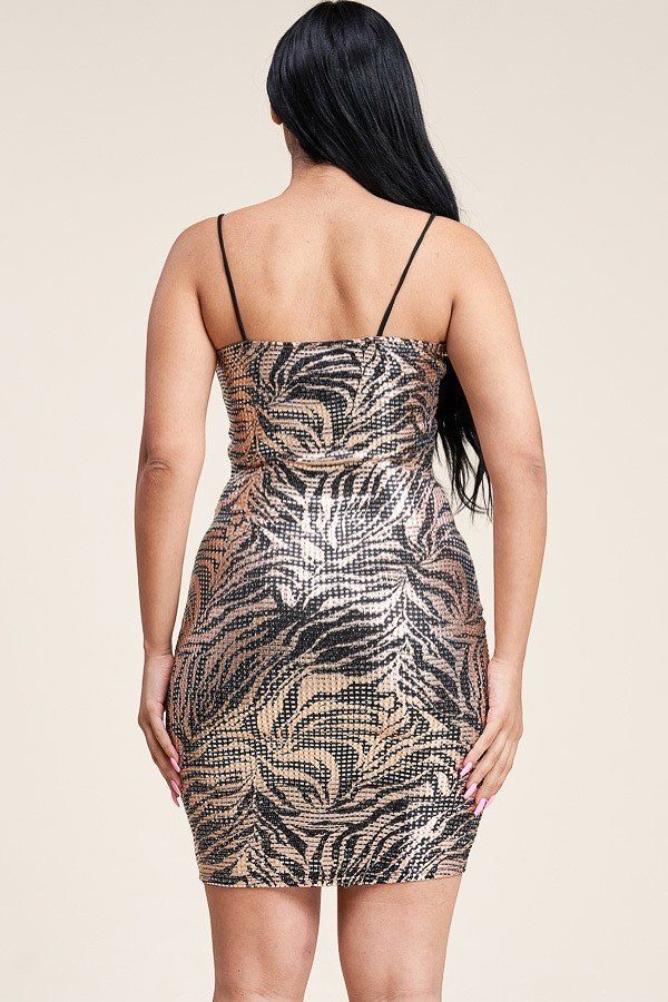 Multi Color Print Metallic Trans Tank Dress