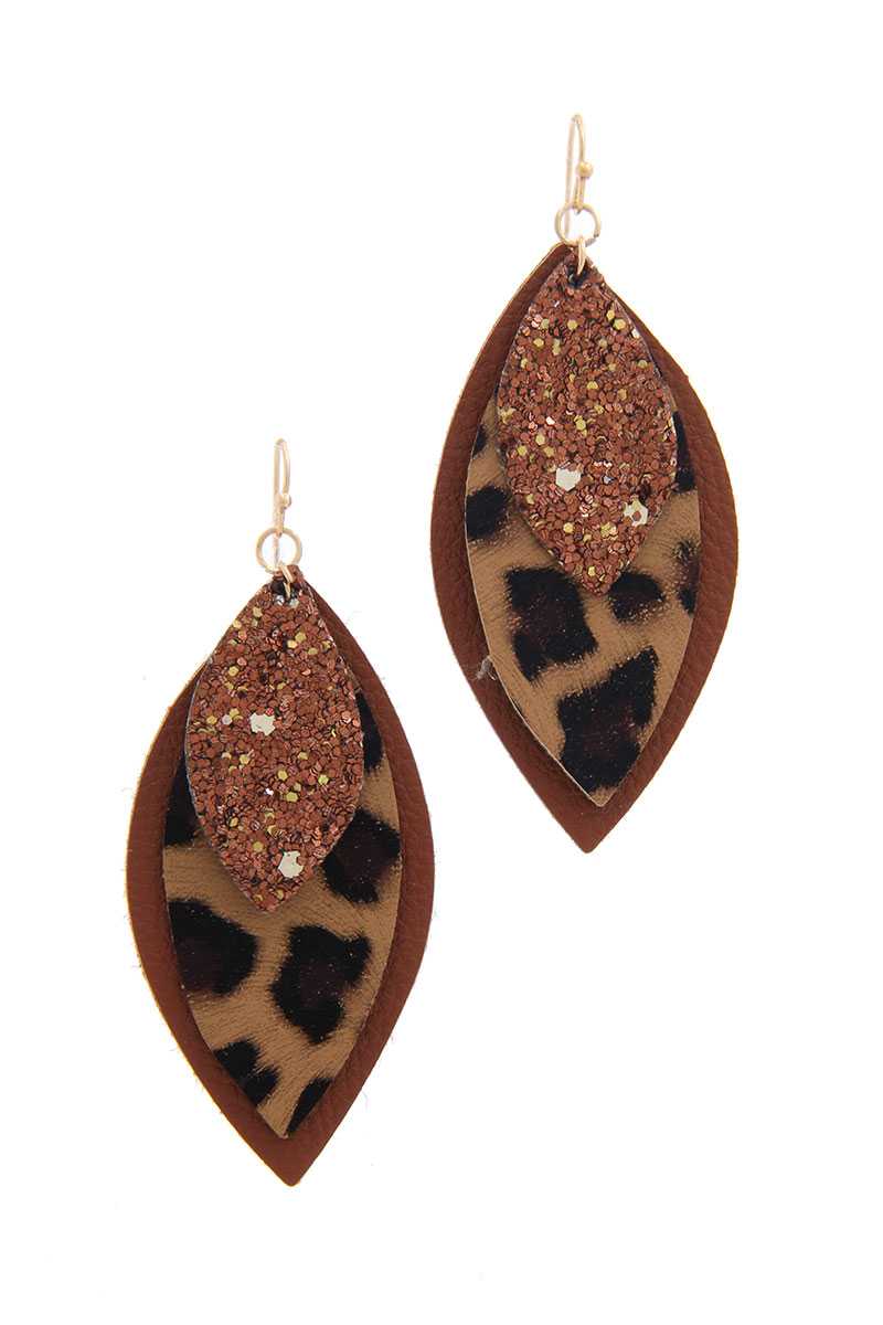 Pu Leather Pointed Drop Earring