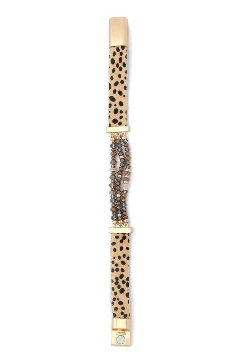 Animal Print Beaded Wrap Bracelet