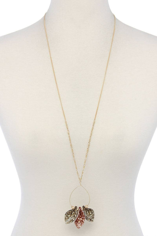 Glitter Teardrop Shape Pendant Necklace