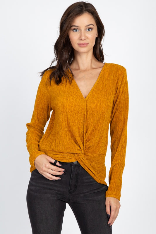 Twist Hem Brushed Knit Top