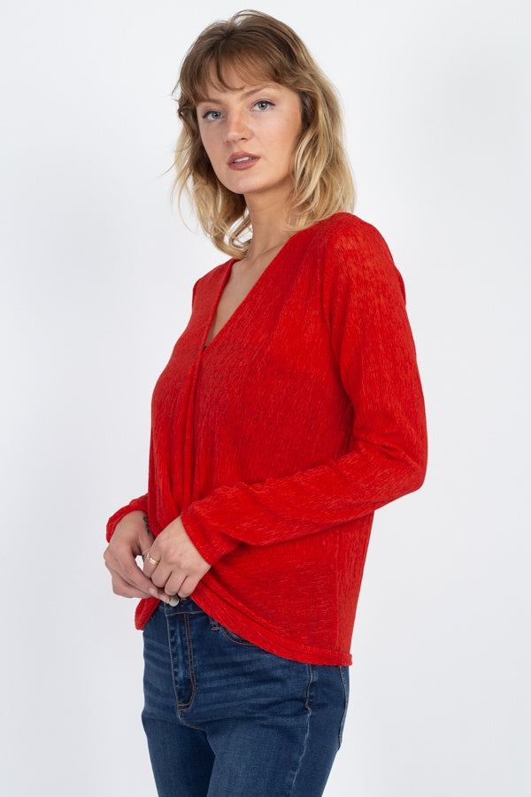 Twist Hem Brushed Knit Top