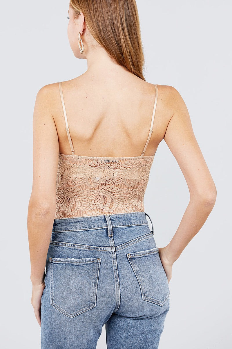 Long Dolman Sleeve Round Neck Draped Waistline Stretch Lace Back Open Bodysuit