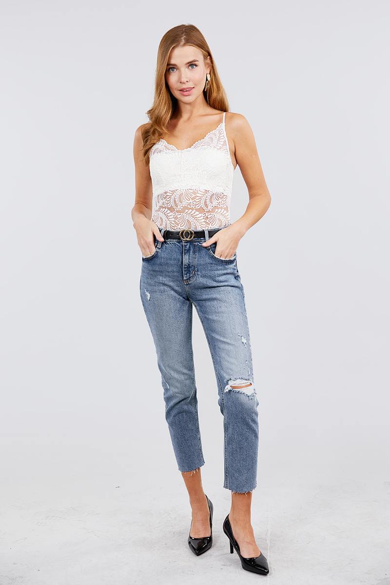 Long Dolman Sleeve Round Neck Draped Waistline Stretch Lace Back Open Bodysuit