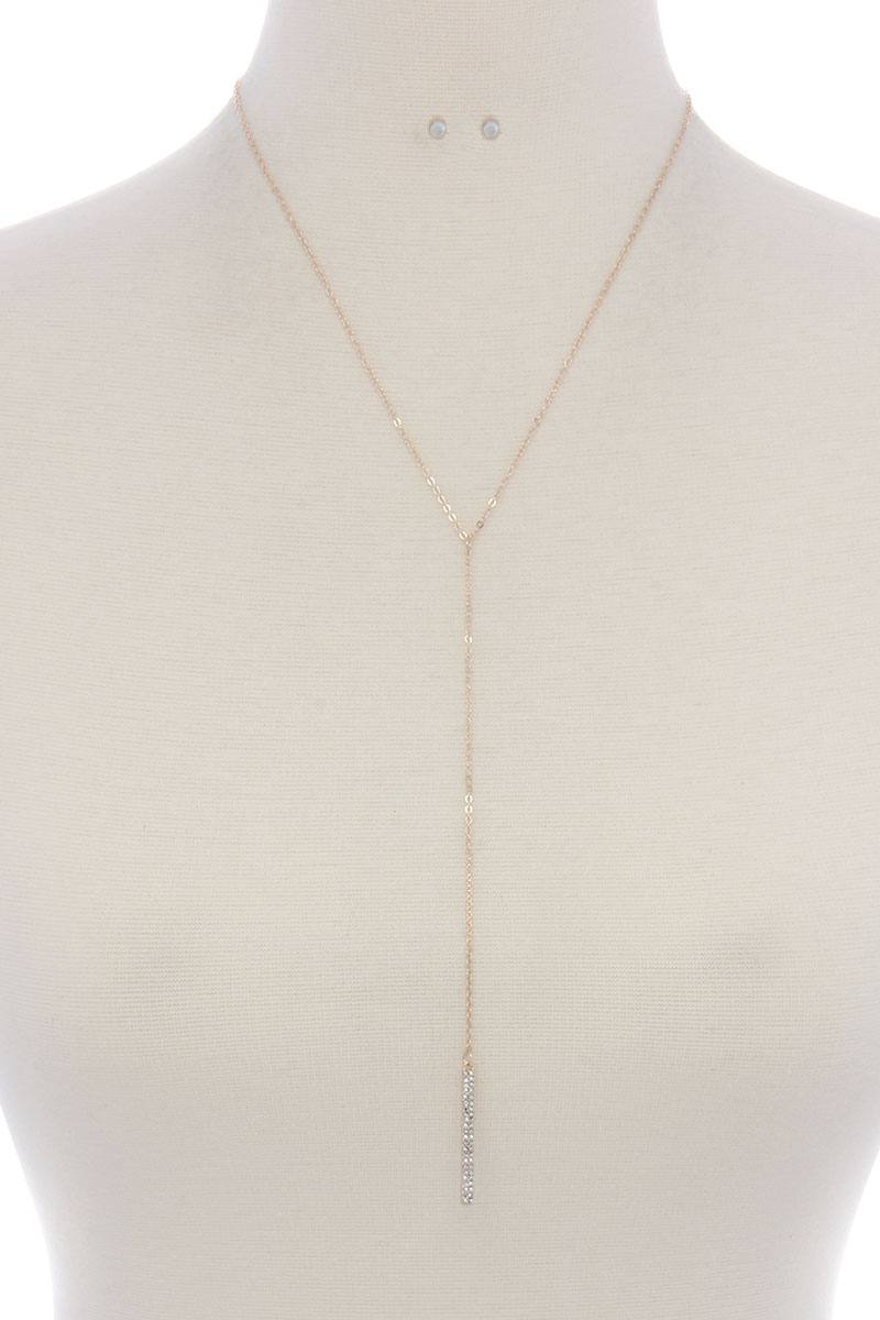 Rhinestone Bar Y Shape Necklace