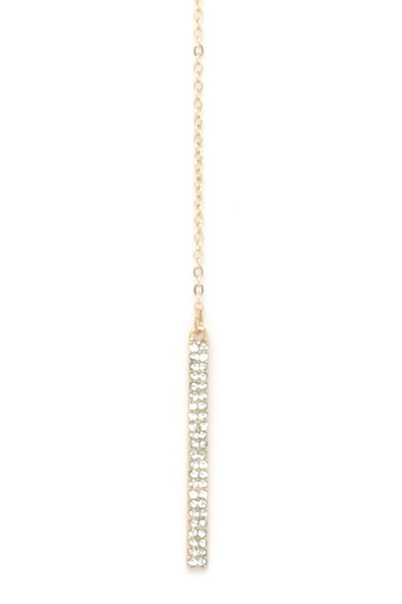 Rhinestone Bar Y Shape Necklace